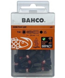 25 vnt. 1/4" smūginiai antgaliai, skirti TORX varžtams T30/25mm, Bahco [66IM/T30C-25P]