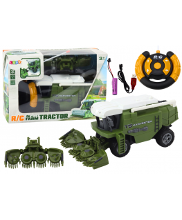 Lean Toys RC Agricultural Combine Harvester Remotely Controlled Agricultural Machine Green