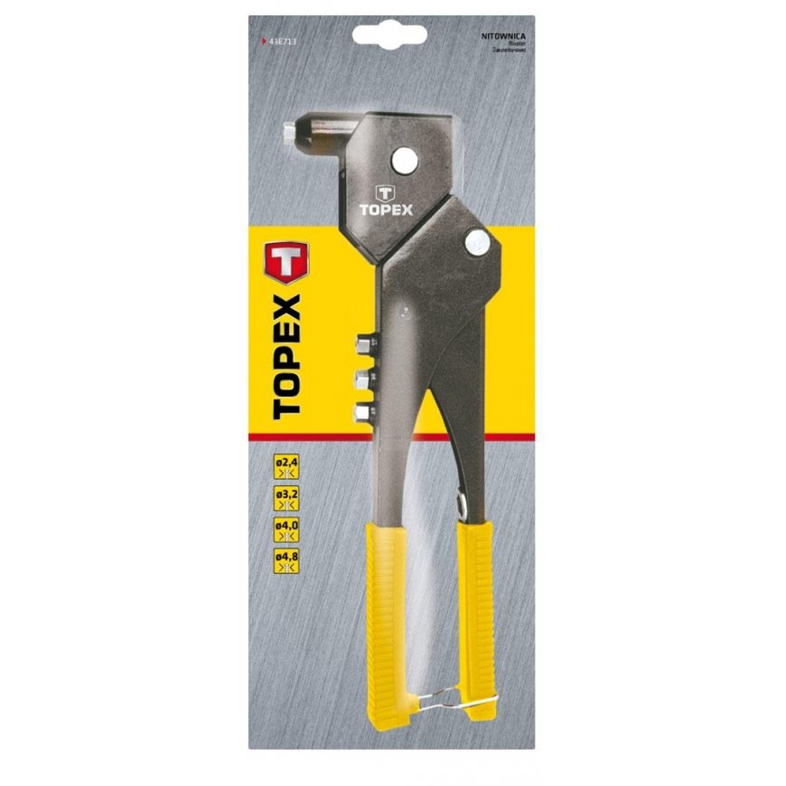 Topex Kniediukas aliuminio kniedėms 2,4 / 3,2 / 4,0 / 4,8 mm, kelių padėčių – 3