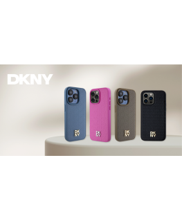 DKNY Leather Monogram Pattern Metal Logo MagSafe Case for iPhone