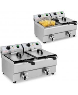 Royal Catering Electric power double fryer with tap 230 V 2 x 3000W 2 x 10 L