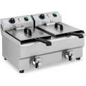 Royal Catering Elektrinė maitinimo dviguba gruzdintuvė su čiaupu 230 V 2 x 3000W 2 x 10 L Royal Catering Elektrinė maitinimo dviguba gruzdintuvė su čiaupu 230 V 2 x 3000W 2 x 10 L
