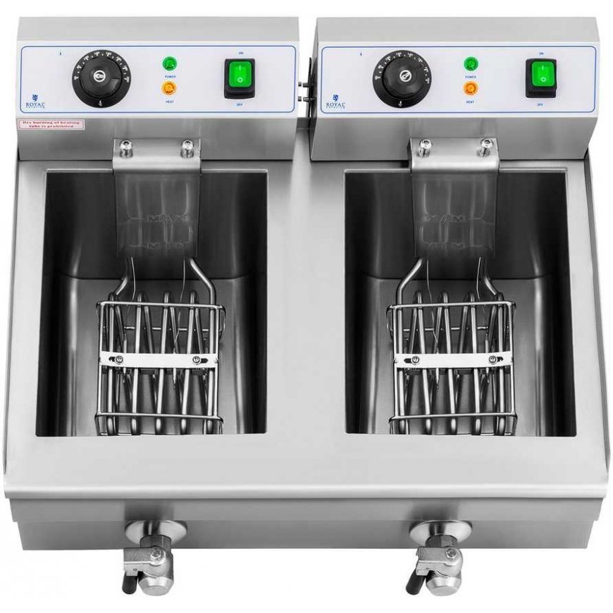 Royal Catering Electric power double fryer with tap 230 V 2 x 3000W 2 x 10 L – 4