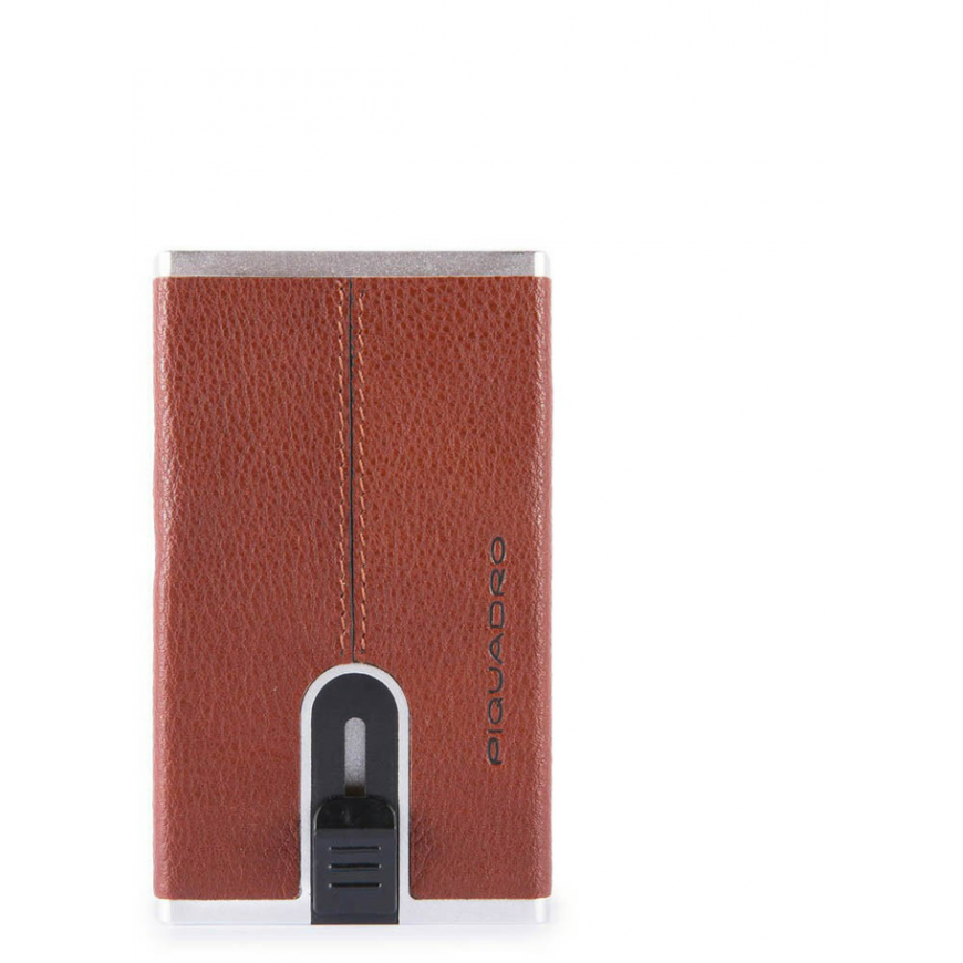 Piquadro, Juodas Square, Leather, Card Holder, Square Sliding System with Money Clip, PP4825B3R-CU, Brown, For Men – 2
