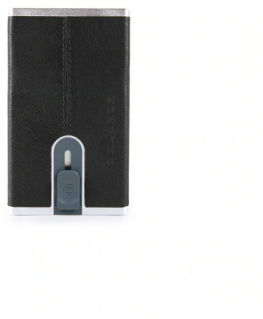 Piquadro, Juodas Square, Leather, Card Holder, Square Sliding System, PP4825B3R, Juodas, For Men