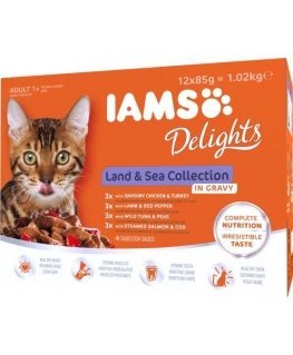 Iams Cat Adult Land & Sea collection in Gravy 12x85g