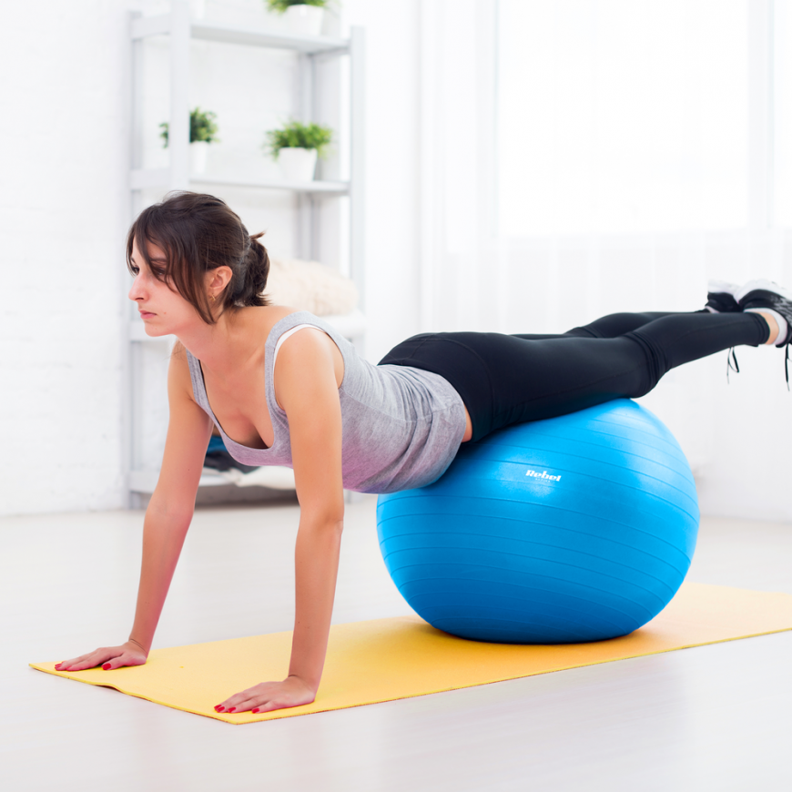 Rehabilitation gymnastics ball 65 cm with manual pump, blue, REBEL ACTIVE – 2