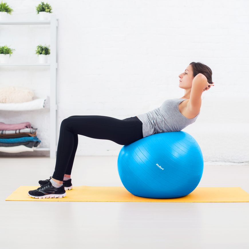 Reabilitacinis gimnastikos kamuolys 65 cm su rankine pompa, mėlynas, REBEL ACTIVE – 3