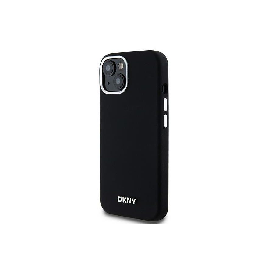 Dėklas DKNY DKHMP15SSMCHLK iPhone 15 / 14 / 13 6.1" juoda/juodas hardcase Liquid Silicone Small Metal Logo MagSafe – 3