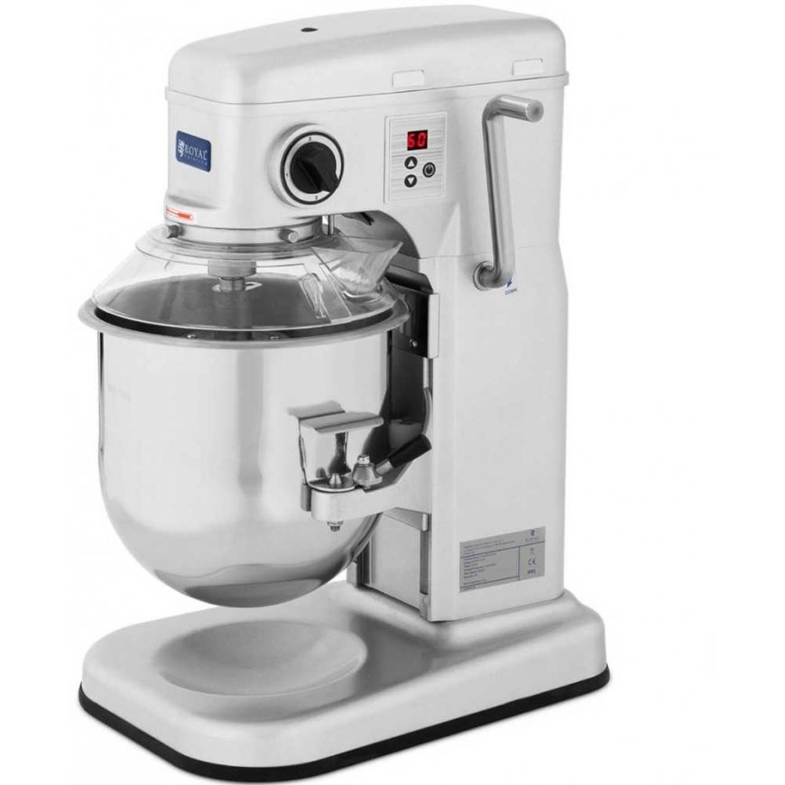 Royal Catering Planetinis spiralinis robotas maišytuvas su nuleidžiamu dubeniu RCPM-10.1B 10 l 230 V 650 W – 2