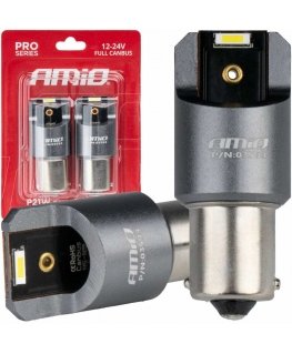 Żarówki led full canbus pro ba15s p21w 2x1860smd balta 12v 24v amio-03593