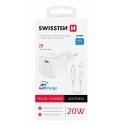 Swissten Travel Charger GaN USB-C 20W PD + Data Cable USB-C - Lightning 1.2m