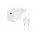 Swissten Travel Charger GaN USB-C 20W PD + Data Cable USB-C - Lightning 1.2m