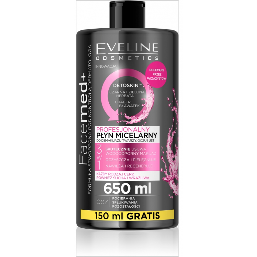 Eveline Cosmetics Facemed+ 3in1 professional micellar water for all skin types 650ml – 3