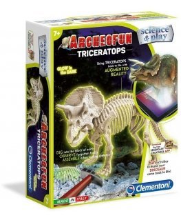 Puzzle Clementoni, Science & Play, Archeofun Triceratops Glow in The Dark, Puzzle, 61723, Unisex, 7+ years