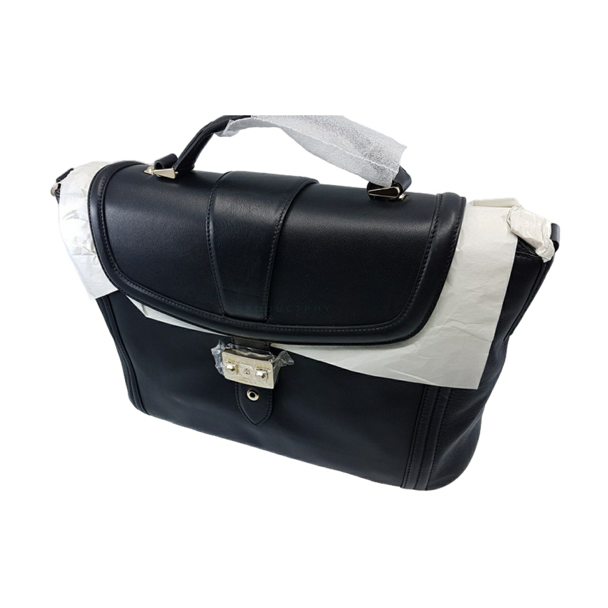 Lancel, Lancel, Leather, Handbag, Juodas