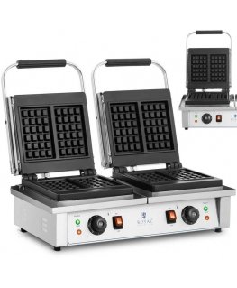 Royal Catering Waffle maker rectangular double for 4 Belgian waffles 2 x 2000 W