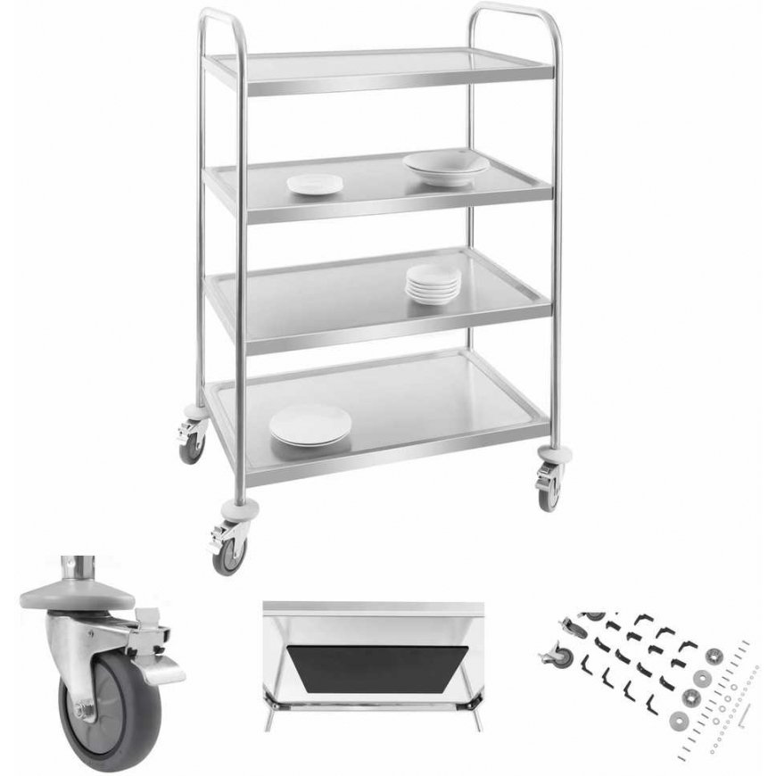 Stainless Steel Waiter Trolley - 4 Shelves Royal Catering