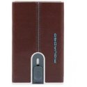 Piquadro, Mėlyna Square, Leather, Card Holder, Square Sliding System with Money Clip, PP5358B2R, Mahogany, For Men