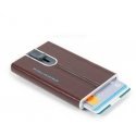 Piquadro, Blue Square, Leather, Card Holder, Square Sliding System with Money Clip, PP5358B2R, Mahogany, For Men
