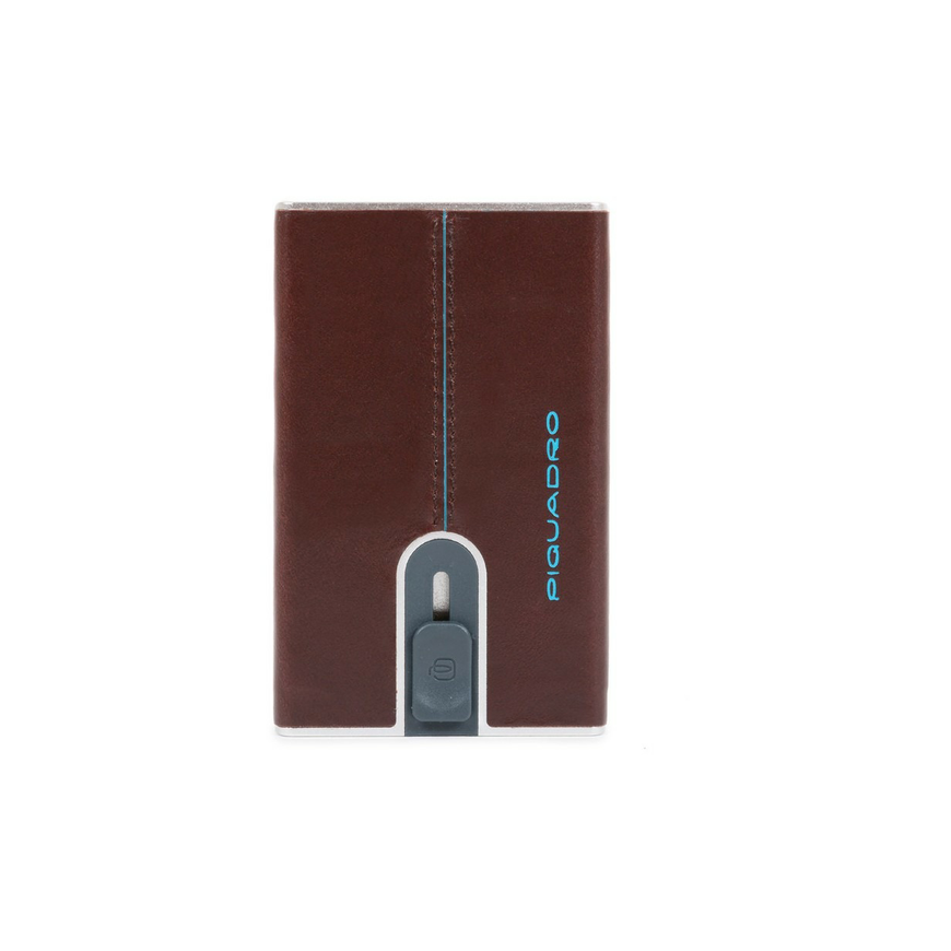 Piquadro, Blue Square, Leather, Card Holder, Square Sliding System with Money Clip, PP5358B2R, Mahogany, For Men – 4