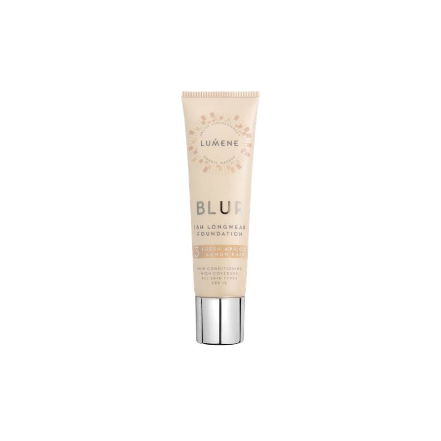 Lumene Blur 16h Longwear Foundation SPF15 wygładzający podkład do twarzy 3 Fresh Apricot 30ml