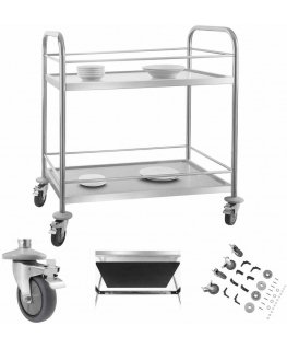 Stainless Steel Waiter Trolley with Rails - 2 Shelves Royal Catering