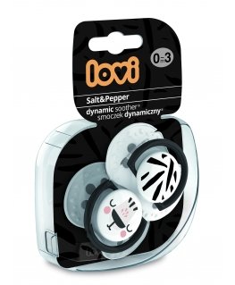 LOVI silicone dynamic pacifiers SALT&PEPPER, 0-3 months, 2 pcs., 22/877