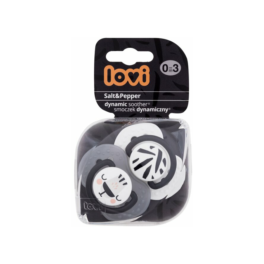 LOVI silicone dynamic pacifiers SALT&PEPPER, 0-3 months, 2 pcs., 22/877 – 5