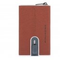 Piquadro, Black Square, Leather, Card Holder, Square Sliding System, Brown, Unisex Piquadro, Black Square, Leather, Card Holder, Square Sliding System, Brown, Unisex