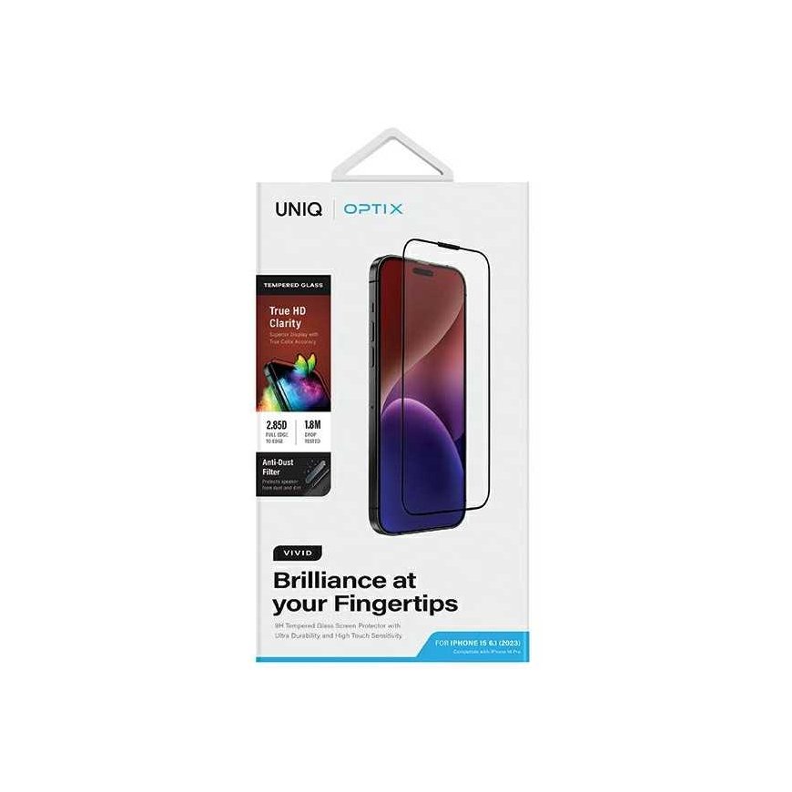 UNIQ Optix Vivid iPhone 15 6.1" / 14 Pro 6.1" clear grūdintas stiklas su aplikatorem – 4