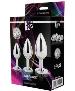 Dream Toys Gleaming Love Sidabrinis Plug Set korek analny 3 vnt..