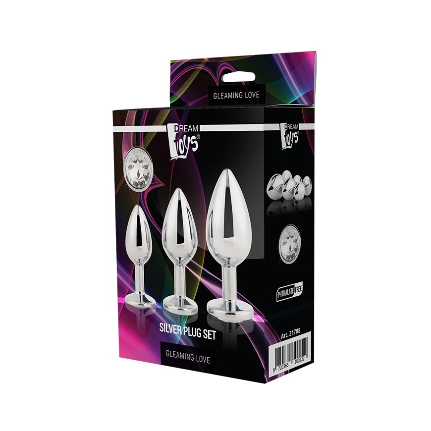 Dream Toys Gleaming Love Silver Plug Set korek analny 3 pcs.. – 2