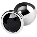 Silver anal plug TOYFA Metal with black round-shaped gem