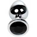 Silver anal plug TOYFA Metal with black round-shaped gem