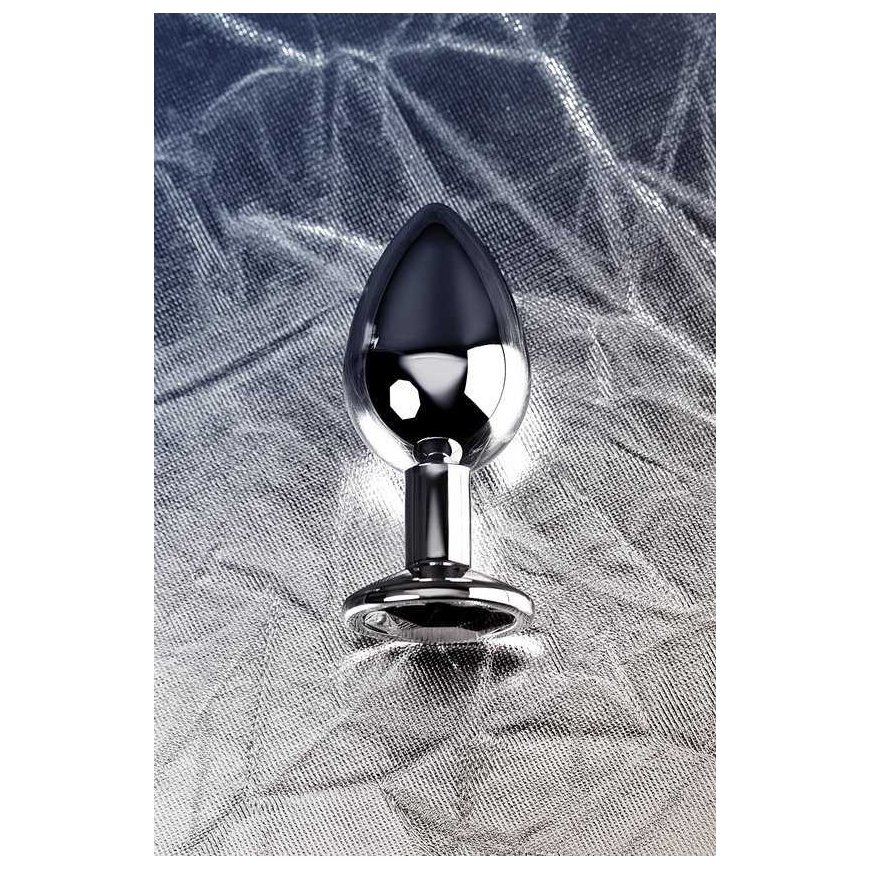 Silver anal plug TOYFA Metal with black round-shaped gem – 4