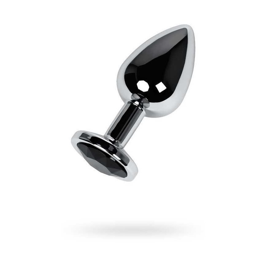 Sidabrinis anal plug TOYFA Metal with juodas round-shaped gem – 5