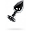 Silver anal plug TOYFA Metal with black round-shaped gem