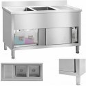 Pramoninė 2 indų maitinimo kriauklė ant 140 cm pagrindo Royal Catering Pramoninė 2 indų maitinimo kriauklė ant 140 cm pagrindo Royal Catering