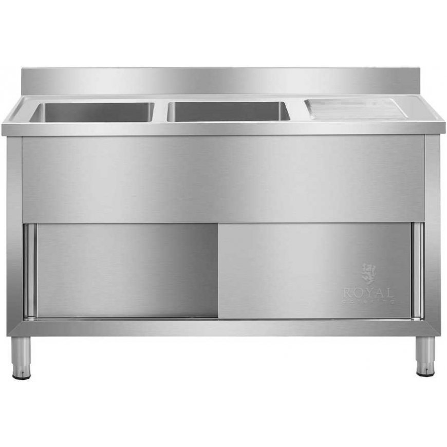 Industrial 2 bowl catering sink on 140 cm base Royal Catering – 2