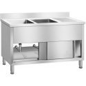 Pramoninė 2 indų maitinimo kriauklė ant 140 cm pagrindo Royal Catering Pramoninė 2 indų maitinimo kriauklė ant 140 cm pagrindo Royal Catering