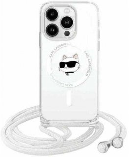 Case Karl Lagerfeld KLHMP15XHCCHNT iPhone 15 Pro Max 6.7" hardcase transparent IML Choupette Head & Cord Magsafe