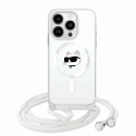 Case Karl Lagerfeld KLHMP15XHCCHNT iPhone 15 Pro Max 6.7" hardcase transparent IML Choupette Head & Cord Magsafe