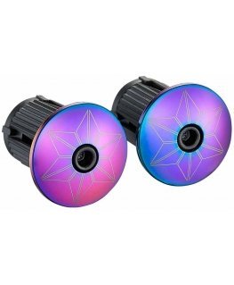 SUPACAZ Super Sticky Kush - Galaxy - Oil Slick Stars + Oil Slick Plugs handlebar tape with plugs