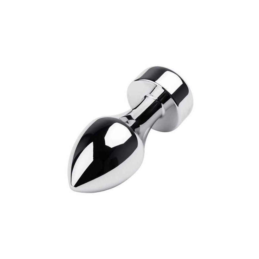 Silver anal plug TOYFA Metal with black round-shaped gem, length 8.2 cm, diameter 2.5-3.8 cm, weight 210 gr – 2