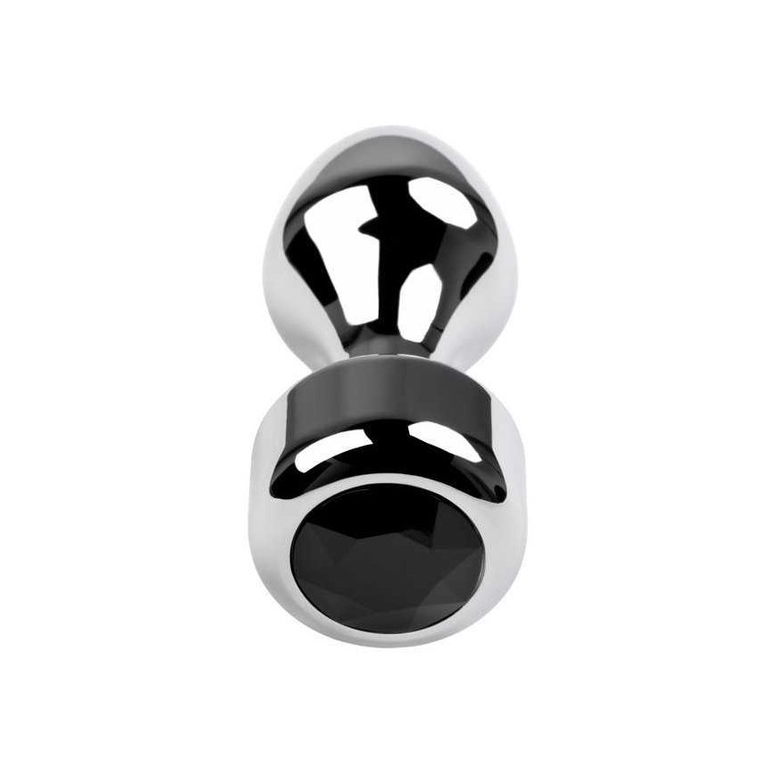 Silver anal plug TOYFA Metal with black round-shaped gem, length 8.2 cm, diameter 2.5-3.8 cm, weight 210 gr – 3