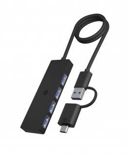 ICY BOX IB-HUB1424-C3 USB 3.2 Gen 1 (3.1 Gen 1) Type-A + Type-C 5000 Mbit/s musta