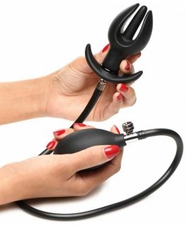 Xr Brands Inflatable Silicone Anal Plug - Black