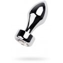 Silver anal plug TOYFA Metal with white round-shaped gem Silver anal plug TOYFA Metal with white round-shaped gem