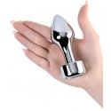 Silver anal plug TOYFA Metal with white round-shaped gem Silver anal plug TOYFA Metal with white round-shaped gem